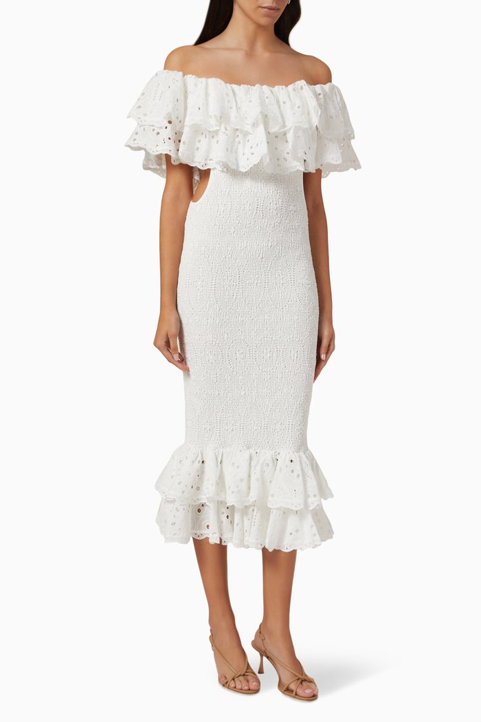 

Luisa Midi Dress in Cotton, White