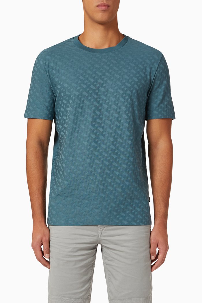 

Tiburt Monogram Pattern T-shirt in Cotton jacquard, Blue