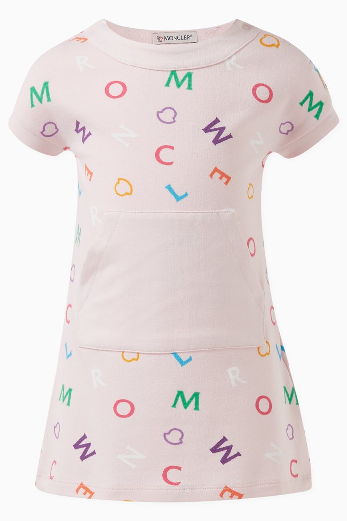 

Logo Print Dress in Cotton Jersey, Pink