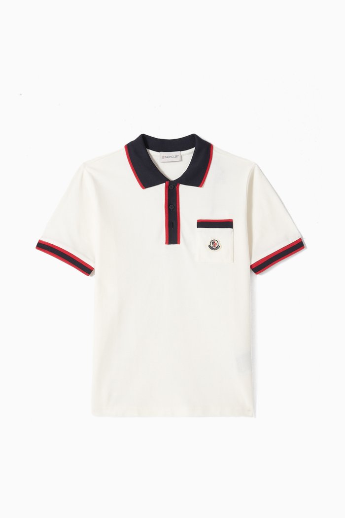 Logo Detail Polo T-shirt in Cotton Piqué, White