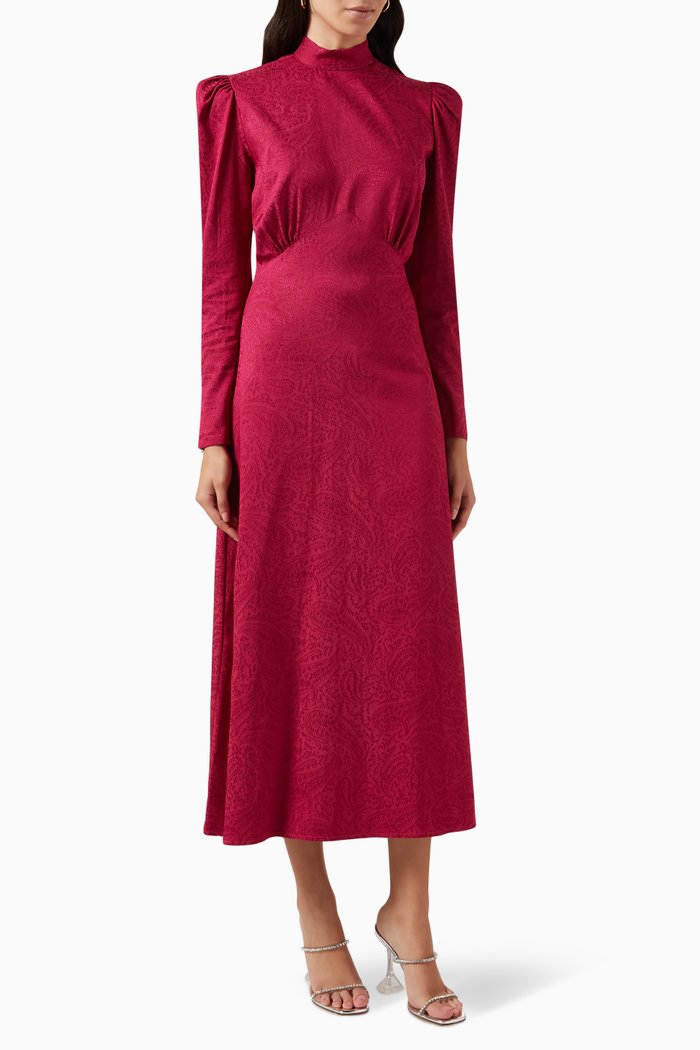 

Paisley Maxi Dress in Brocade, Pink