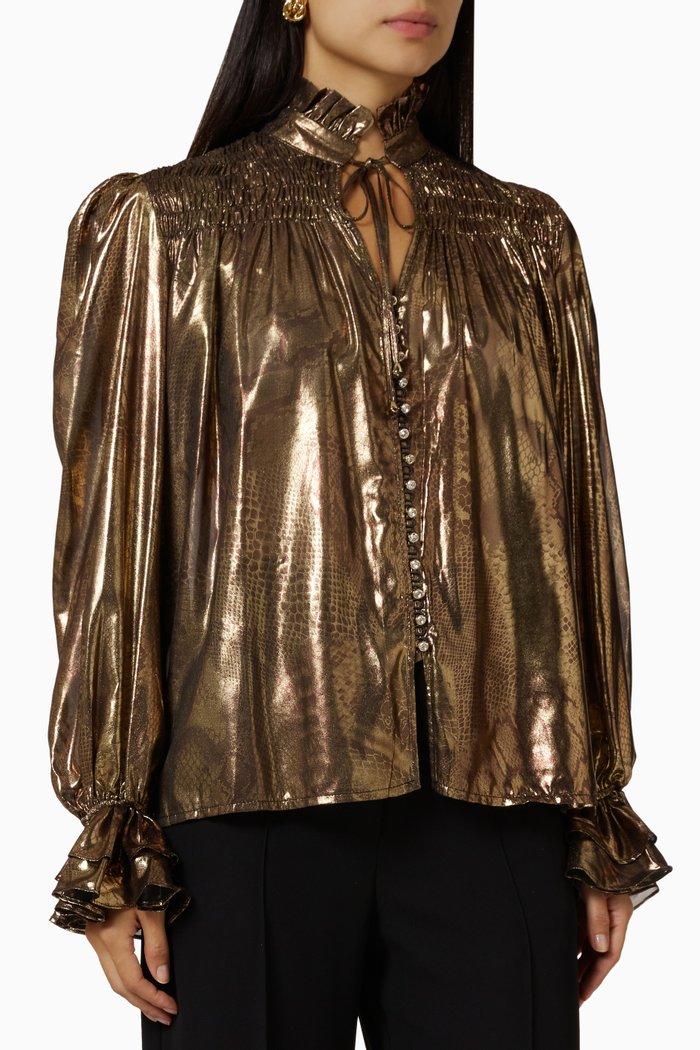 

Metallic Foil Blouse, Gold