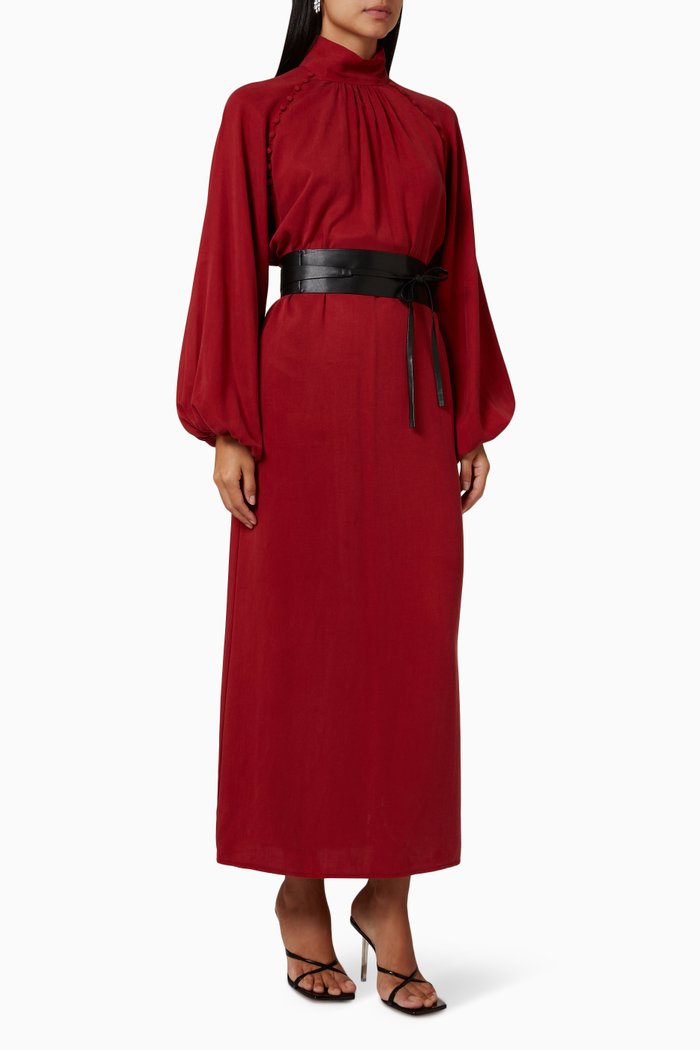 

Belted Maxi Dress, Red