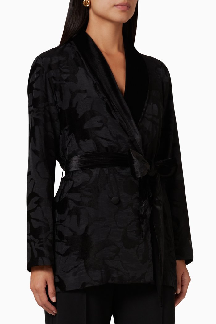 

Floral Jacket in Velvet, Black