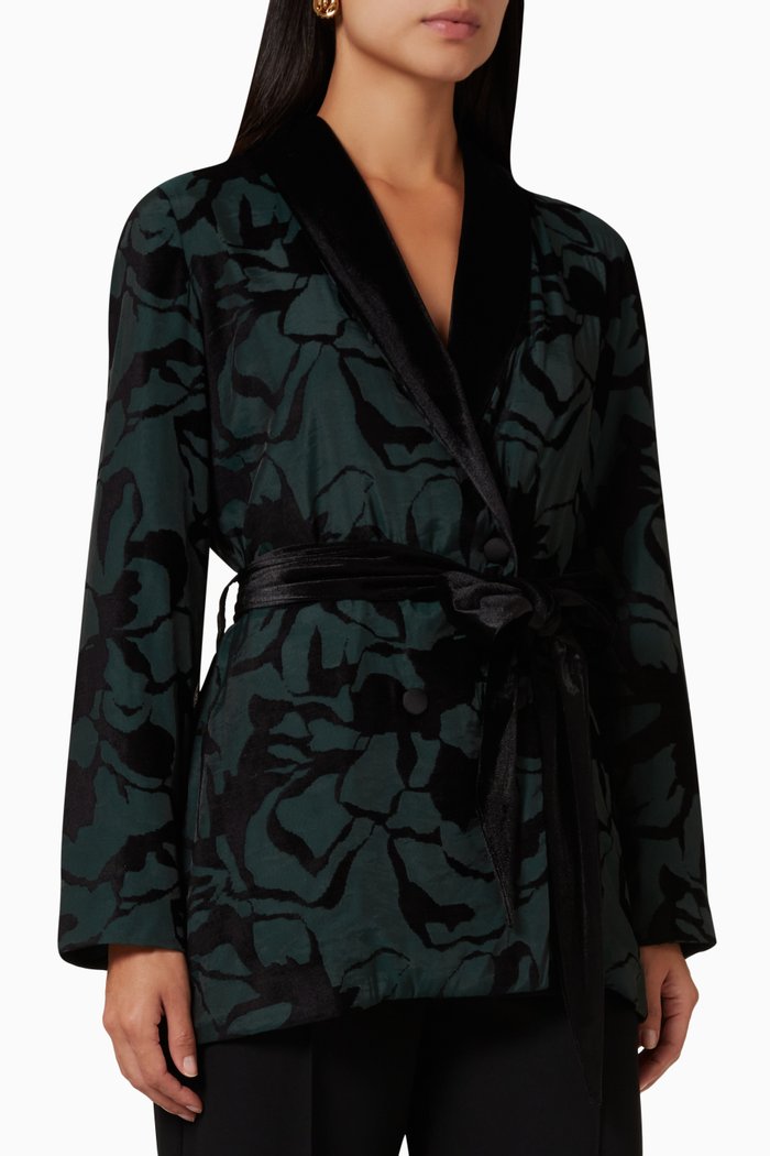 

Floral Jacket in Velvet, Green