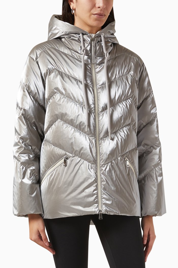 Oeting Hooded Short Down Jacket, Silver