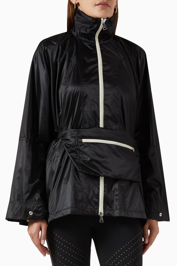 Moy Short Parka Jacket in Nylon, Black