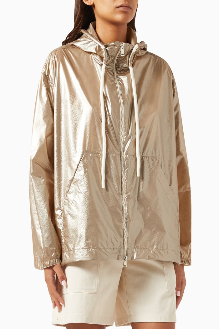 

Tazenat Hooded Jacket in Metallic Ripstop, Silver