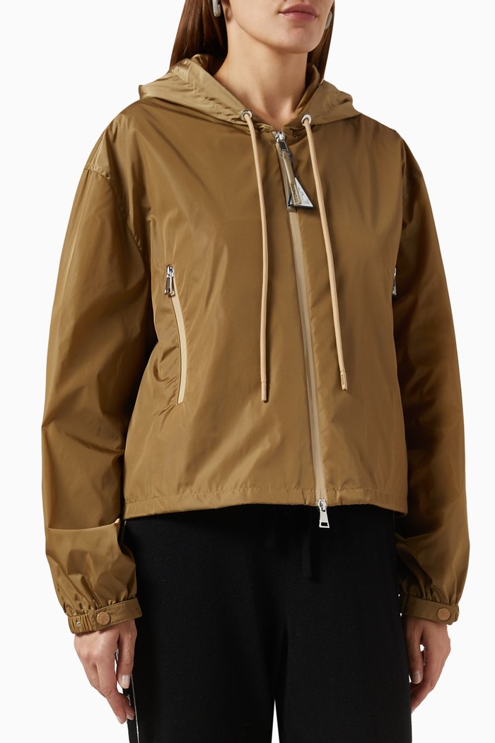Vernois Hooded Jacket in Nylon, Brown