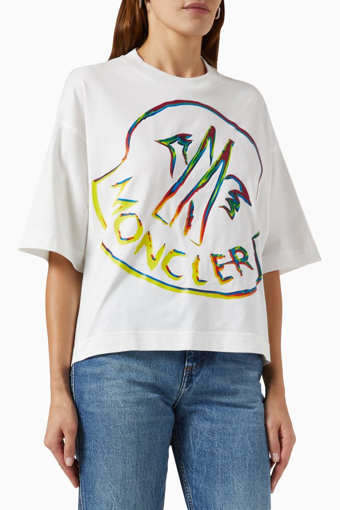 

Rainbow Logo Oversized T-shirt in Cotton, White