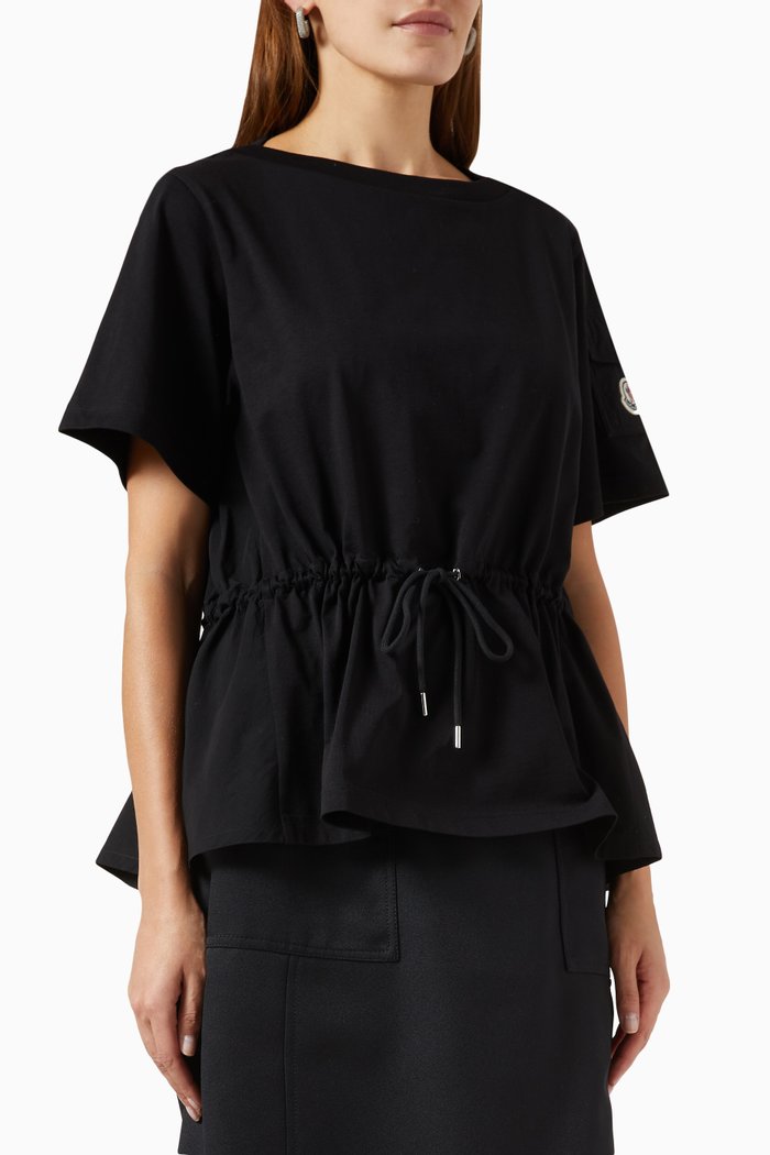 Drawstring T-shirt in Jersey, Black