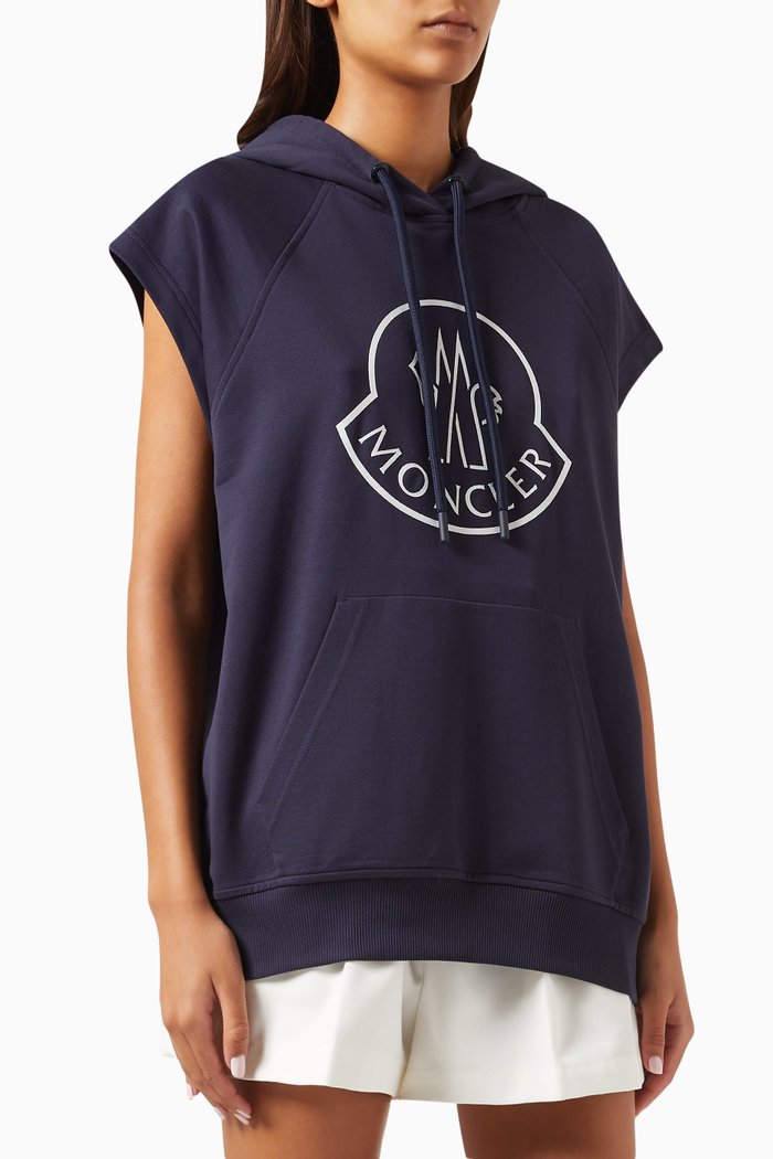 Logo Hooded Vest in Cotton-fleece, Grey