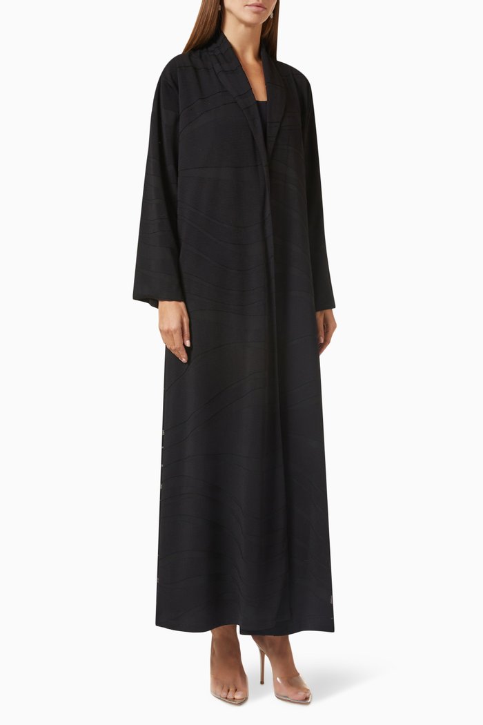

Zainah Self-striped Abaya, Black