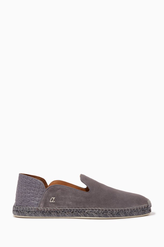 

Espadrilles in Crosta & Alligator-embossed Leather, Grey