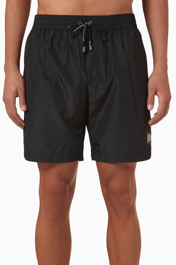 

Logo Plaque Swim Shorts, Black