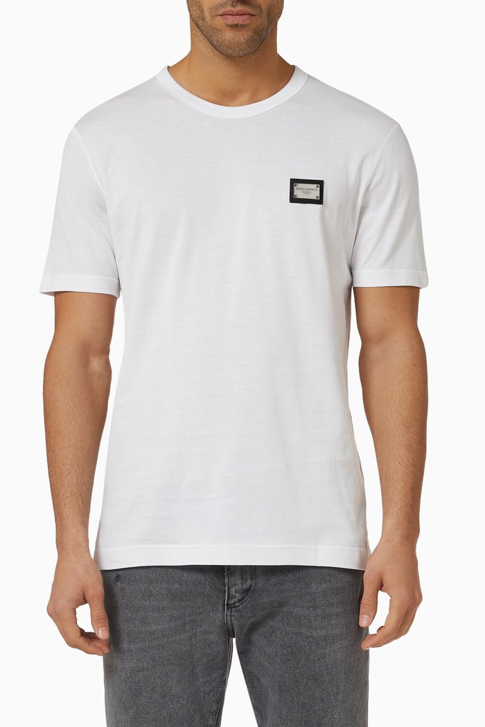

Logo Plaque T-shirt in Jersey, White