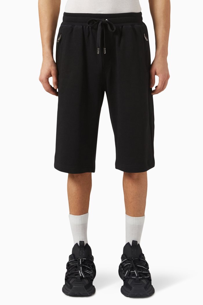 

Logo Plaque Sweatshorts in Cotton Jersey, Black