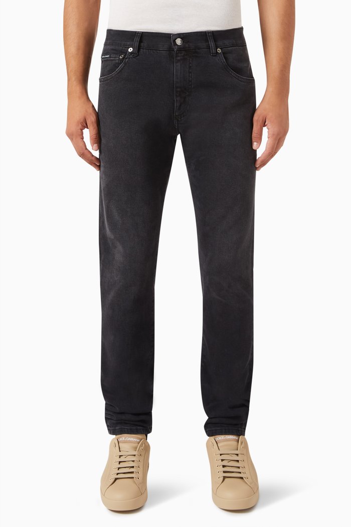 

Metal Logo Tag Pants in Denim, Grey