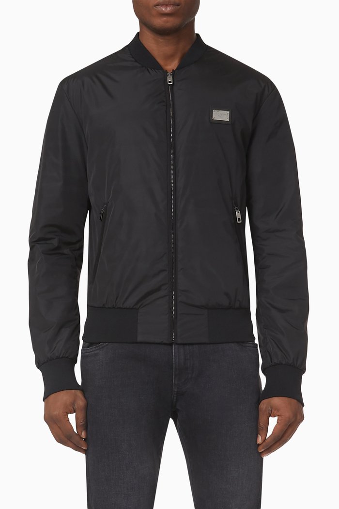 

Logo Plaque Bomber Jacket in Nylon, Black