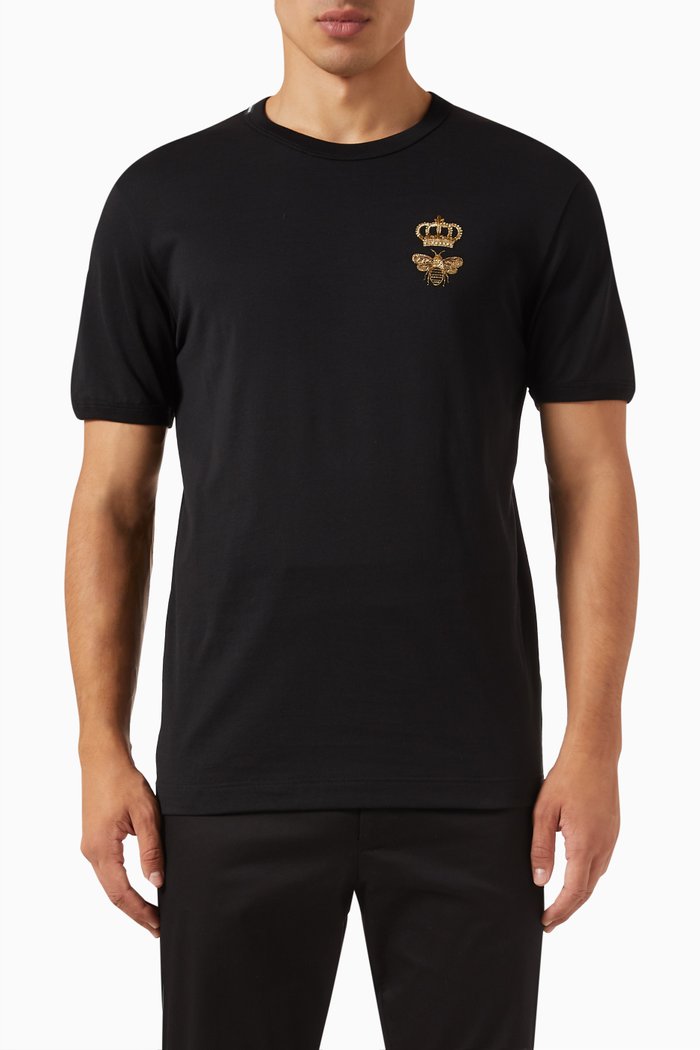 

Crown Bee T-shirt in Cotton, Black