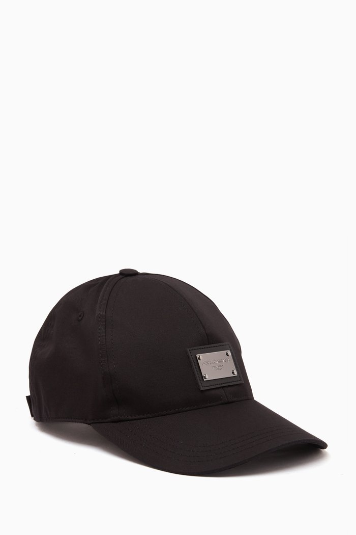 

Logo Plaque Baseball Cap in Nylon, Black