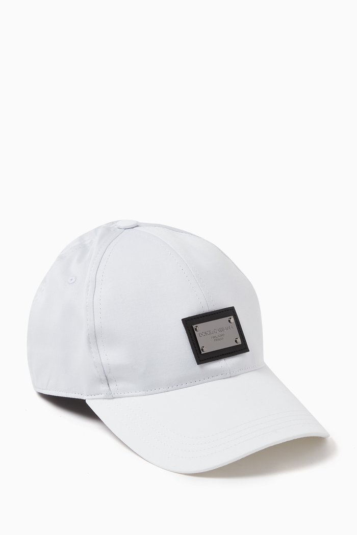 

Logo Plaque Baseball Cap in Nylon, White