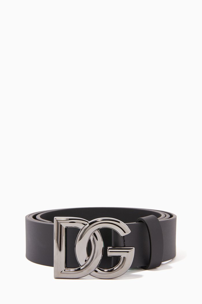 

DG Logo Belt in Leather, Silver