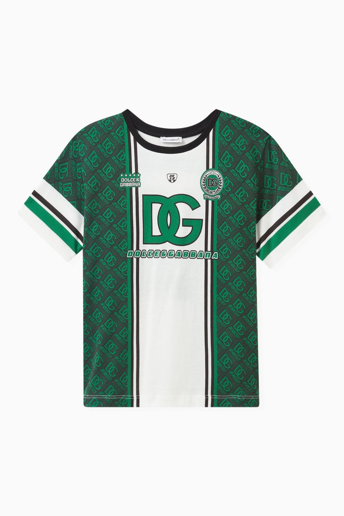 

DG Sport Print Jersey T-shirt in Cotton, Green