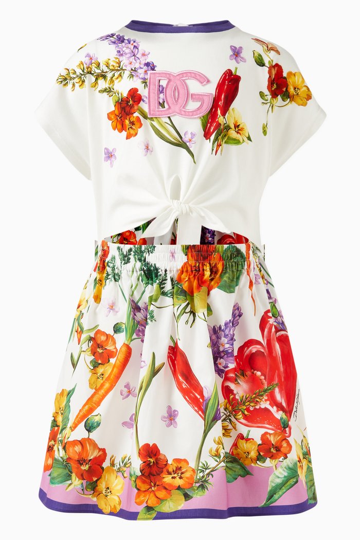 

Floral-print Logo Dress in Cotton, Pink