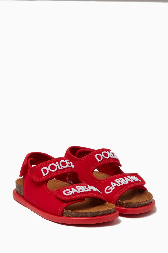 

Embroidered Logo Sandals in Technical Fabric, Red