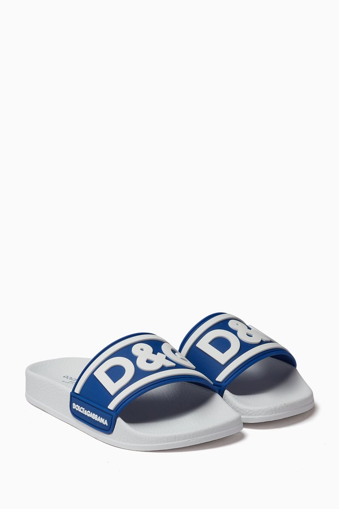 

DG Logo Slide Sandals in Rubber, Blue