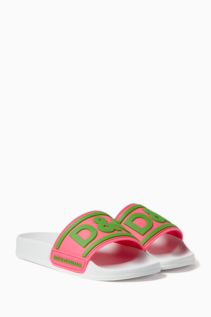 

DG Logo Slide Sandals in Rubber, Green