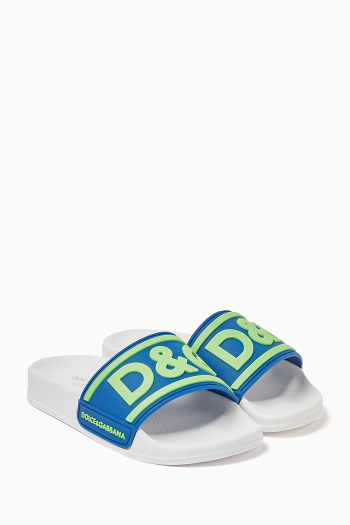 

DG Logo Slide Sandals in Rubber, Blue