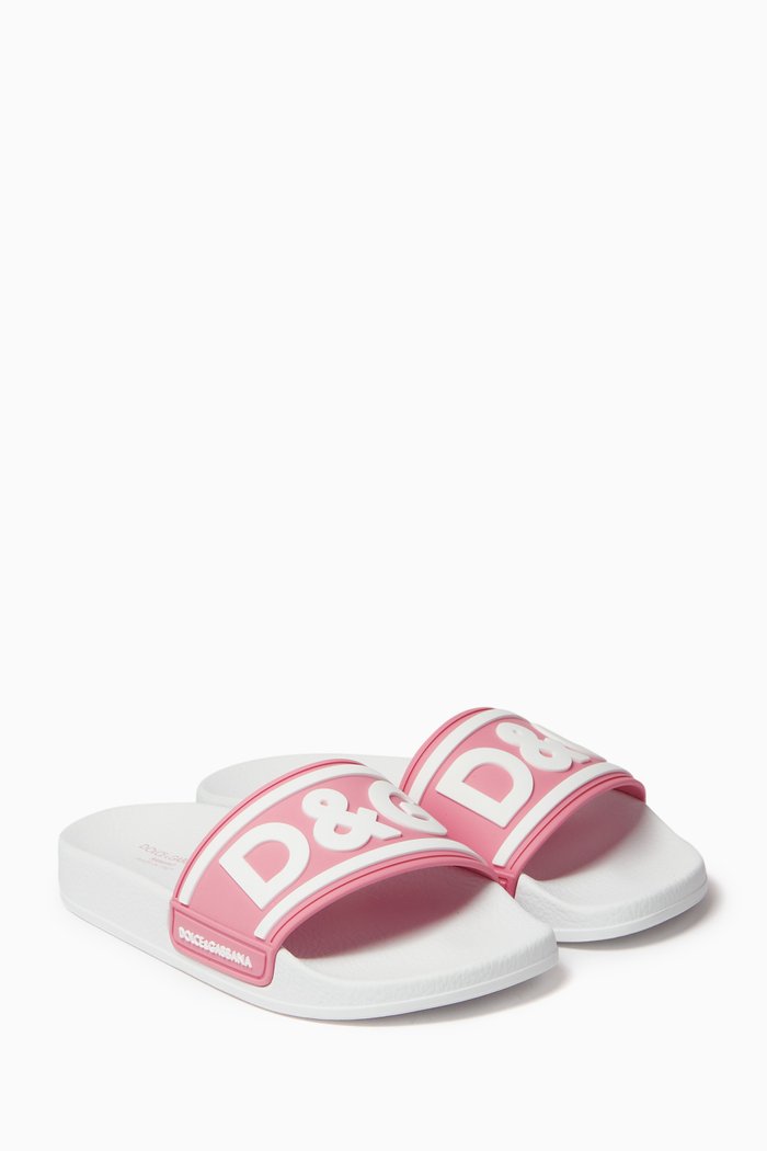 

DG Logo Slide Sandals in Rubber, Pink