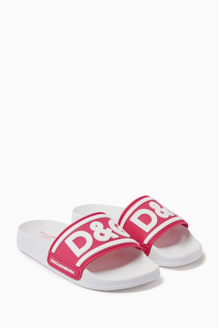 

DG Logo Slide Sandals in Rubber, Pink