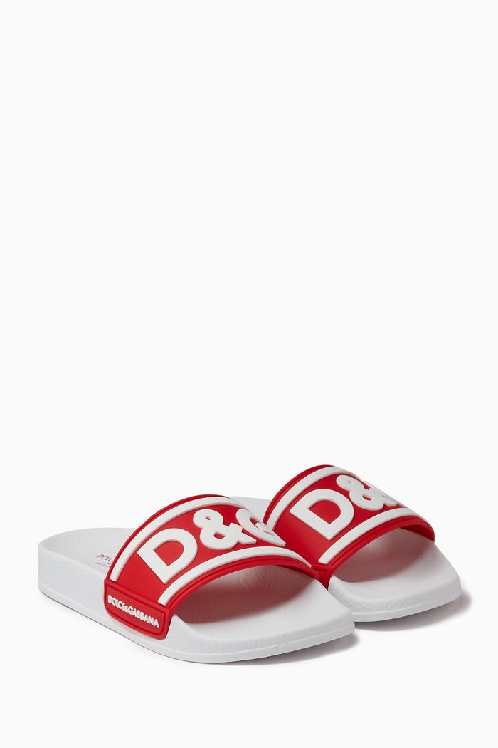 DG Logo Slide Sandals in Rubber, Red