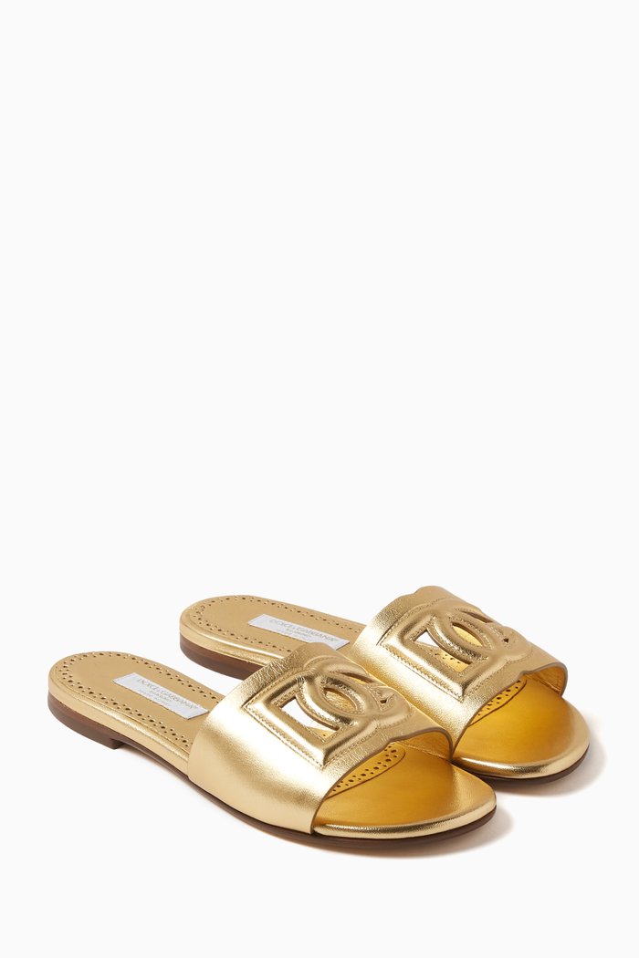 

Bianca Metallic Sandals in Leather, Gold