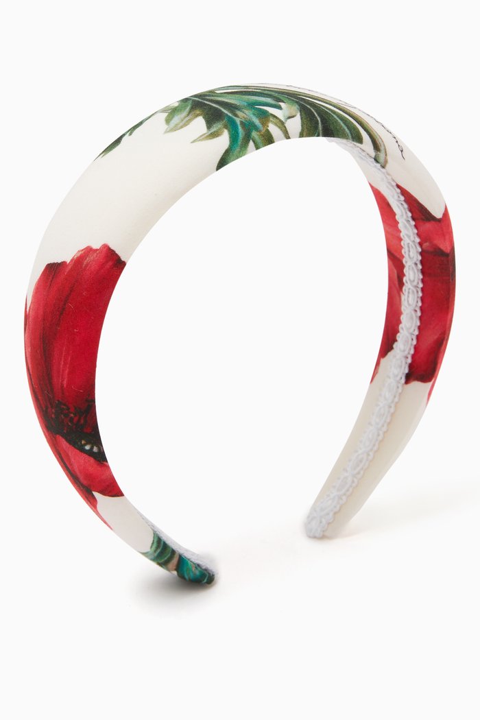 

Happy Garden Poppy-print Headband in Cotton, Red