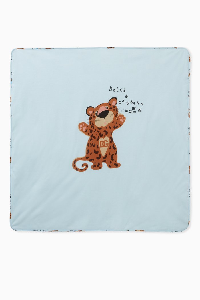 

DG Tiger Print Reversible Blanket in Cotton, Blue