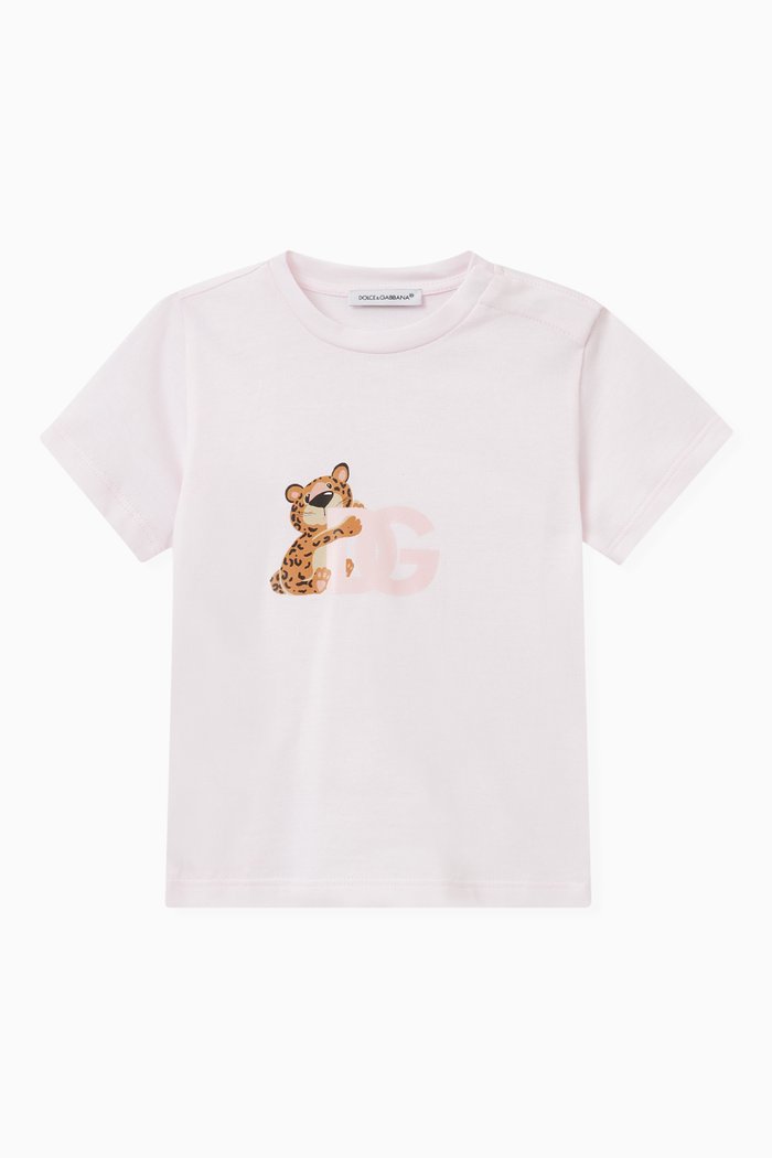 

Leopard Logo-print T-shirt in Cotton, Pink