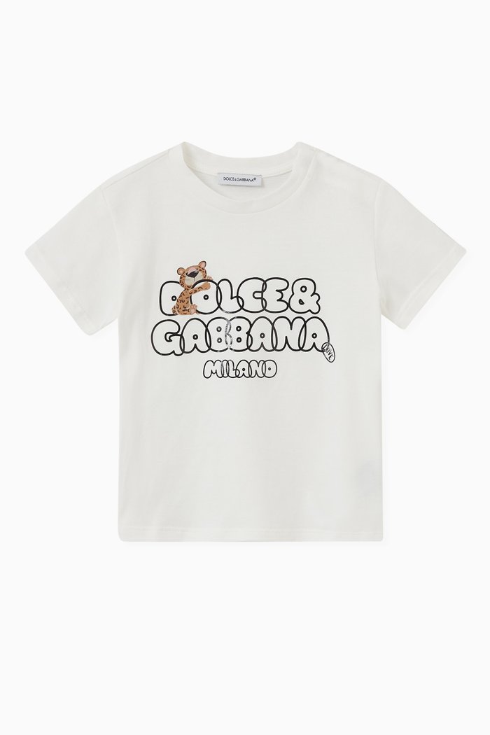 

Logo Leopard T-shirt in Cotton, White
