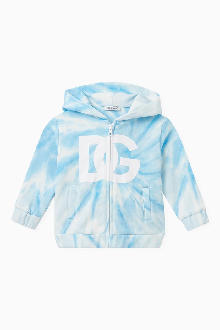 

Logo-print Tie-dye Hoodie in Jersey, Blue