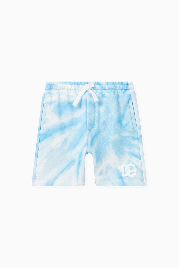 

Tie-dye Logo-print Sweatshorts in Jersey, Blue