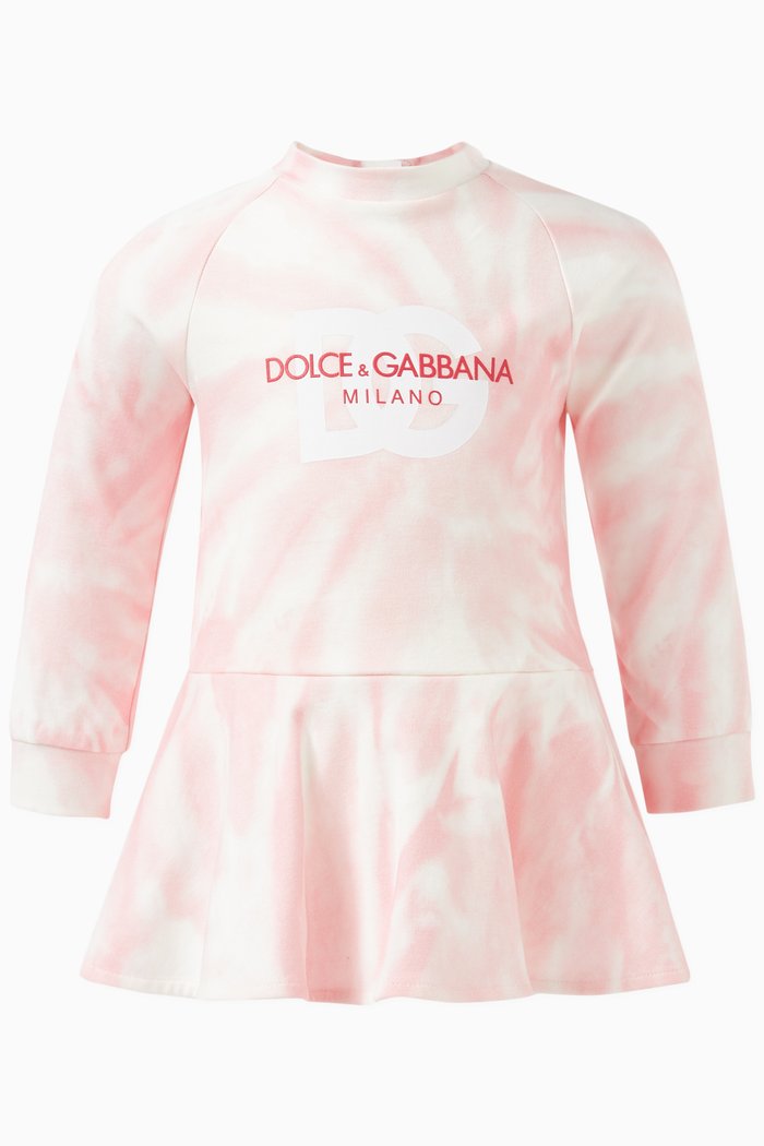 

Logo Tie-dye Dress in Cotton, Pink