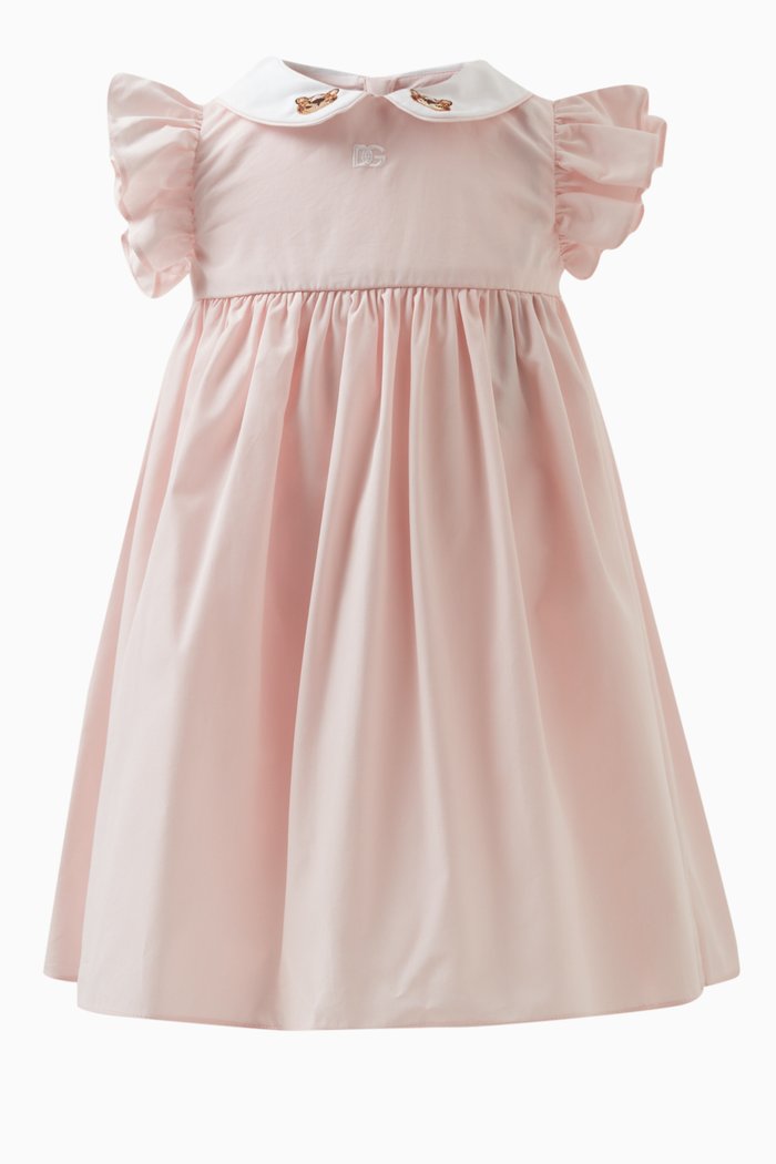 

Leopard-embroidered Dress in Cotton, Pink