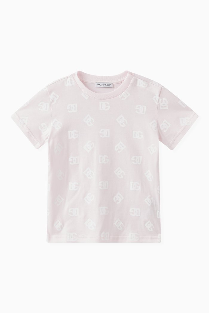 

Logo Print T-shirt in Cotton, Pink