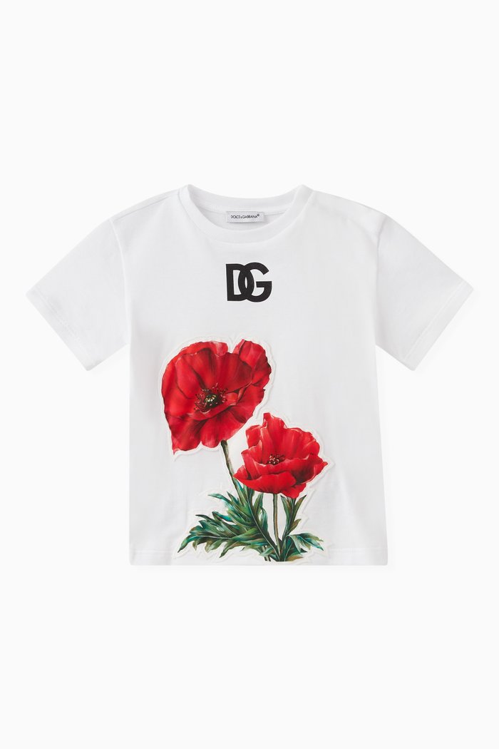 

Poppy Print Logo T-shirt in Cotton Poplin, White