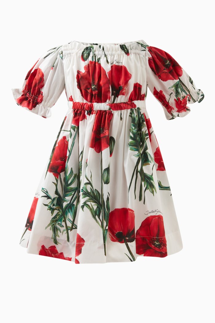 

Poppy Print Dress and Bloomers in Cotton, Red
