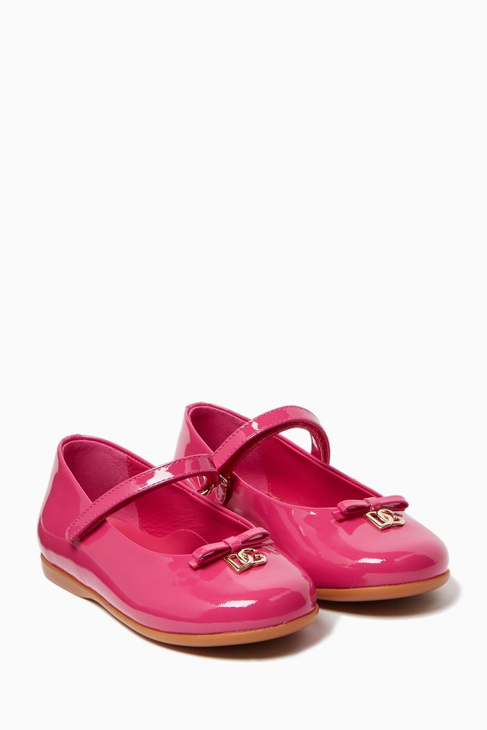 

DG Logo Ballerinas in Patent Leather, Pink