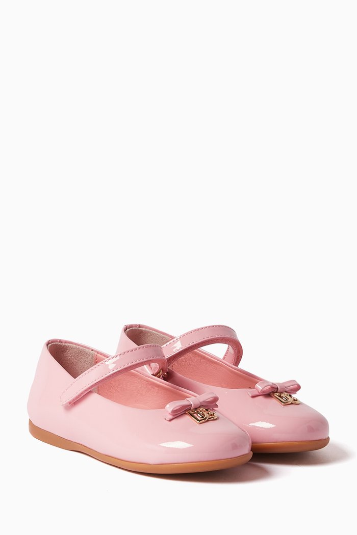 

DG Logo Ballerinas in Patent Leather, Pink